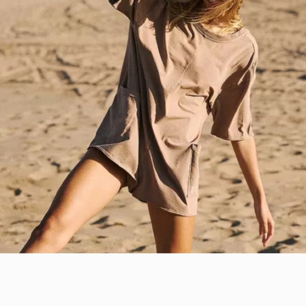 Free People Hot Shot Romper Mocha Latte Size L NWT Oversized - Picture 3 of 5